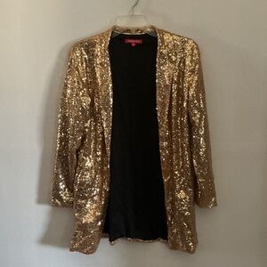 HAODUOYI Gold Sequin Blazer